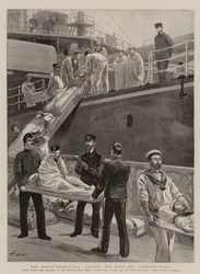 Les manœuvres navales, débarquement des morts et des blessés